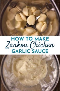 how to make zambou chicken garlic sauce in a blender with text overlay