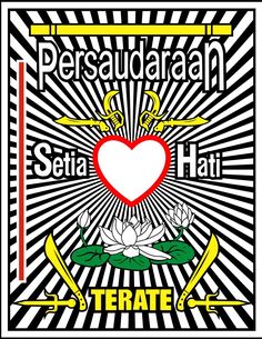 a poster with the words persuuaran seia hat and two crossed swords