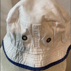 Bucket Hat From Head Shot White Denim Trimmed By Kc Hat See Pictures Nwot Can Be Unisex Bundle White Cotton Summer Hat, White Cotton Bucket Hat One Size, White Adjustable Fit Summer Bucket Hat, Adjustable White Cotton Bucket Hat, White Cotton Brimmed Sun Hat, White Brimmed Cotton Sun Hat, White Cotton Brimmed Hat, White Brimmed Cotton Hat, White Cotton Sun Hat With Short Brim