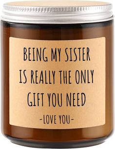 Amazon.com: Sisters Gifts from Sister, Christmas Gifts for Sister, Happy Birthday Gifts for Sister from Brother, Sister Birthday Gifts Ideas, Graduation Valentines Mothers Day Gifts for Little, Big Sister, BFF : Home & Kitchen Sister Christmas Gifts, Sister Happy Birthday, Sister Birthday Gifts, Lavender Scented Candle, Big Sister Little Sister, Christmas Gifts For Sister, Sister Christmas, Sisters Funny, Funny Candles