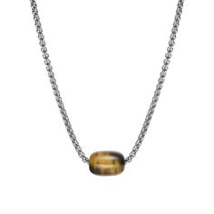 Elevate his style with the Geoffrey Beene Van Heusen Men's Stainless Steel Brown Bead Rolo Chain Necklace. This piece combines sophistication with a touch of rugged charm, perfect for the modern man.

- Length: 21 inches x Width: 1/16 inch
- Bead Size: 9/16 inch Length x 3/8 inch Width
- Material: Stainless steel
- Color: Brown
- Chain Type: Rolo with a secure lobster claw clasp
- Gender: Male

Designed for durability and styled for daily wear, this necklace features a polished stainless steel c Brown Gemstone, Stainless Steel Chain Necklace, Geoffrey Beene, Vans Shop, Van Heusen, Polished Stainless Steel, Rolo Chain, Modern Man, Stainless Steel Chain