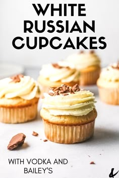 white russian cupcakes with vodka and bailey's frosting