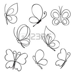 six different types of butterfly wings with hearts on the wings and one is drawn in black ink