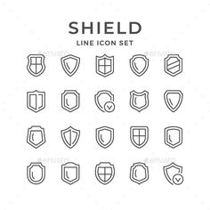 shield line icon set - miscellaneous objects web elements, icons and symbols on behance