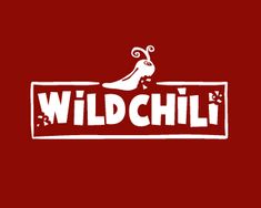 the logo for wildchili is shown in white on a red background with an image of a bird