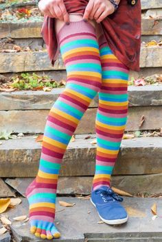 Striped Over the Knee Toe Socks | Sock Dreams Kilt Socks, Tie Dye Sticker, Half Socks, Plus Size Tights, Tabi Socks, Sweater Socks, Trouser Socks, Toddler Socks, Sock Animals