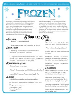 the frozen menu is shown in blue and white