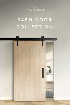 Modern sliding barn door made of vertical wood slats in premium finishes with modern sliding barn door hardware in brushed and black stainless by Krownlab. Glass Wall With Sliding Door, Sliding Door Wood Design, Barn Doors In The House, Modern Sliding Barn Door, Acrylic Door, Door Panels, Sliding Door Hardware, Home Building Design