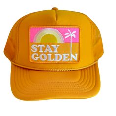 Stay Golden Patch Trucker Hat Lifeguard Hat, Confessions Of A Shopaholic, Stay Golden, Toddler Accessories, Gift Ideas For Friends, Hat Collection, Ideas For Friends, Belt Purse, Kids Hats