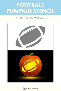 a pumpkin with the words football pumpkin stencil on it and an image of a football