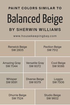 Colors Similar to Balanced Beige SW 7037 by Sherwin Williams Sherwin Williams Coordinating Colors, Balanced Beige, Trim Colors, Coordinating Colors, Sherwin Williams, The Foundation, In Design, Foundation, Shades