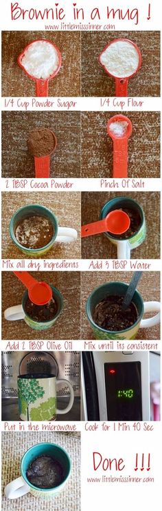 instructions to make brownie in a mug