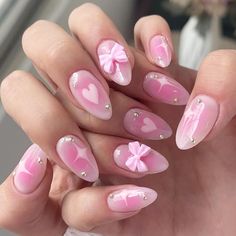 PRICES MAY VARY. 【Package Include】You will get 24pcs almond press on nails,1pcs nail file,24pcs jelly glue sticker,1pcs wooden stick for removing false nails.Jelly glue is not as durable as liquid glue, but it makes medium pink press on nails reusable. Please use suitable glue according to different scenes. 【Safe Material】These pink heart press on nails almond are made of quality acrylic material non-toxic and gentle to your nails and skin durable and not easy to be scratched will give you a nice manicure experience. 【Easy to use】Just clean your nails, then choose a suitable nail size, apply glue or jelly glue on your nails and press for a moment, you can have bow press on nails in a few simple steps. Normal care will last a few days, with glue these gradient press on nails will last longe Birthday Nail Designs, Ootd Instagram, Cute Simple Nails, Girly Acrylic Nails, Fake Nails With Glue, White Nail, Gradient Nails, Birthday Nails