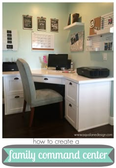 a white desk topped with a laptop computer