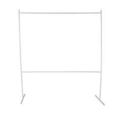 a white garment rack on a white background