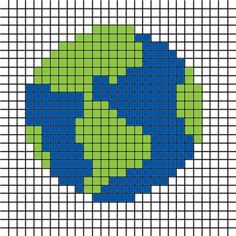 a blue and green ball is shown in the middle of a cross - stitch pattern