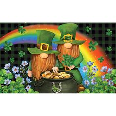 two st patrick's day lepreite with pot of gold