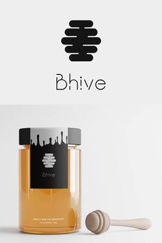 the logo for bhive is shown next to a jar of honey