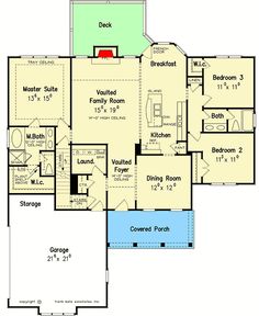 the floor plan for this house is very large and has two master suites on each side