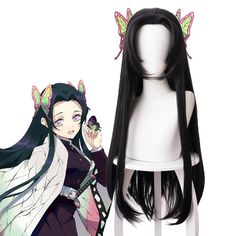 Kochou Kanae Anime Demon Slayer Kimetsu no Yaiba Cosplay Butterfly Black Long Wig BE495 Source Type: animeItem Type: AccessoriesCharacters: Kochou KanaeMaterial: SyntheticComponents: WigCharacters: Kochou KanaeSpecial Use: CostumesWig Length: 80CM Hair Butterfly, Long Straight Black Hair, Black Long Hair, Kanae Kocho, Hinata Cosplay, Witch Cosplay, Straight Black Hair