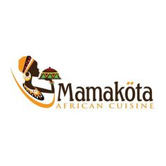 the logo for mamakota african cuisine, with an image of a woman's head