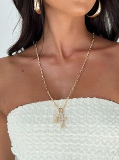 Necklace Cross detail Gold toned Lobster clasp fastening Addison Christmas, Megan Moroney Concert, Long Cross Necklace, Necklace Princess, Cross Necklace Gold, Charm Bar, Megan Moroney, My Christmas Wishlist, Cross Necklace Women