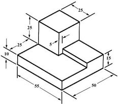 the drawing shows three boxes stacked on top of each other, with one box in the middle