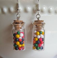 Food Jewelry - Rainbow Candy Jar Earrings - Candy Earrings - Food Earrings - Birthday Gifts - Tween Jar Earrings, Crazy Earrings, Lollipop Earrings, Sugared Almonds, Cake Sprinkles, Teacher Earrings, Liquorice Allsorts, Handmade Candy, Weird Jewelry