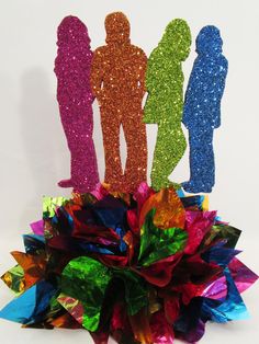 Beatles Centerpiece - Designs by Ginny Styrofoam Centerpieces, Beatles Silhouette, Standing Silhouette, Festa Black, Beatles Theme, Record Cake, Guitar Party, Beatles Birthday