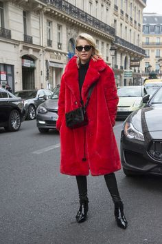 Your Winter Wardrobe Isn’t Complete Without This Staple Red Fur Outfit, Red Fur Coat Outfit, Red Coats