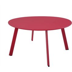 a red table with metal legs on an isolated white background