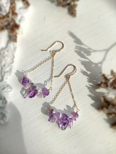 Ametrine Dangle Earrings • Handmade with natural ametrine gemstones. Choices of 14K Gold filled & Sterling Silver • Drop length: 5.5 cm ✨ Ametrine is a naturally occurring variety of quartz. It is a mixture of amethyst and citrine with zones of purple and yellow. • Casual elegant earrings. A cute treat for yourself and a lovely gift for her ✨ • These earrings won’t tarnish. Gold-filled and sterling silver are known for their lasting quality. They won't tarnish or turn color. • Hypoallergenic. Yo Amethyst And Citrine, Purple And Yellow, Amethyst Earrings, Pretty Rings, Style Earrings, Elegant Earrings, Diy Handmade, Making Jewelry, Earrings Handmade