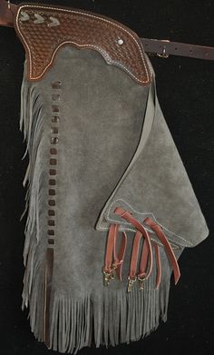 Custom Made Leather Chinks/new Chaps/rough Out/r Bar K - Etsy Custom Chaps, Cowboy Chaps, Western Chaps, Exotic Hairstyles, Mocha Color, Dark Brown Color, Leather Projects, Custom Leather, Grey Leather