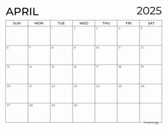 a calendar with the word april on it