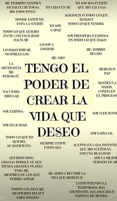 a poster with words written in spanish on the front and back of it's image