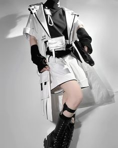 Devilinspired Outfit, Menhera Outfits, Coat Outfit Short, Styles Clothes Outfits, Duo Outfit Ideas, Belt Reference, Soloist Outfit, Sleeve Reference, Ouji Style