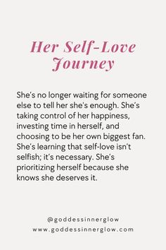 the quote for her self love journey