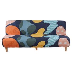 a colorful couch with an animal print on it