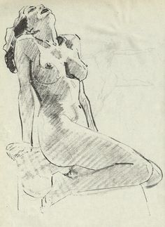 a drawing of a woman sitting on the ground