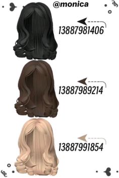 Roblox Ids, Blocksburg Outfit Codes￼, Roblox Hair, Roblox Decals, Code Clothes, Hair Codes, Clothing Studio, Black Hair Roblox, Ipad Kids