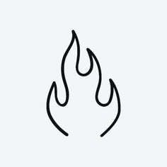 a black and white drawing of a flame