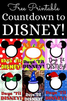 Several free printable designs to help you countdown to your Disney vacation in style Disney Countdown Ideas Free Printable, Free Disney Countdown Printable, Disney Countdown Calendar Printable, Disney Countdown Printable, Disney Countdown Ideas, Disney Trip Countdown, Disneyworld 2023, Disney Countdown Calendar, Disneyland Countdown