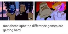 two cartoon pictures one with an angry man and the other has a text that reads, when