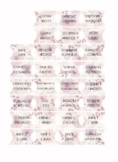 the words and numbers in different languages are arranged on a white background with pink flowers