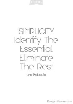 a book cover with the words simplicity identify the essential eliminate the rest