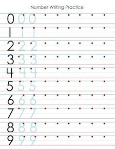 the number writing practice sheet with numbers and letters on it, as well as an image of