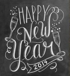 a chalkboard sign with the words happy new year written on it