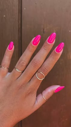 Solid Summer Nails, Bright Pink Nails, Spring Break Nails, Beachy Nails, 2024 Nails, Hot Pink Nails