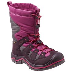 DESCRIPTION KEEN  Lightweight insulation lines waterproof nylon, and cushioning cradles the foot. Two bungee laces close it up tight. Cleansport NXT™ for natural odor control 200g KEEN.Warm insulation Secure fit lace capture system Waterproof breathable membrane COLOR: PURPLE WINE/ VERY BERRY BOUGHT THIS FOR MY DAUGHTER FOR A TRIP TO NORTH CAROLINA. SHE WORE THEM ONE WEEK. THERE IS SOME RUBBING IN THE INNER ANKLE AREA. PLEASE LOOK AT ALL PICS. THIS IS A FINAL SALE. RETURNS ALL ITEMS ARE TAGGED A Pink Weatherproof Boots For Outdoor, Pink Weatherproof Outdoor Boots, Pink Weatherproof Boots For Outdoor Activities, Pink Waterproof Boots For Outdoor, Pink Waterproof Boots For Outdoor Use, Pink Insulated Outdoor Boots, Purple Waterproof Outdoor Boots, Waterproof Purple Outdoor Boots, Insulated Boots