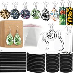 PRICES MAY VARY. Rich in Quantity: you will receive 200 pieces of sublimation earring blanks, 200 pieces of earring hooks, 200 pieces of jump rings, 200 pieces of ear plugs, 100 pieces of holder cards and 100 pieces of transparent packaging bags, whether you're a DIY enthusiast, a professional craftsman or running a small earring business, this bulk package is sure to cater to your needs Quality Material: the sublimation earrings set is made of MDF, with a smooth surface, good hardness and easy Mdf Earrings, Earring Business, Sublimation Earrings, Transparent Packaging, Art And Craft Shows, Cards Holder, Packaging Bags, Earring Hook, Blank Space